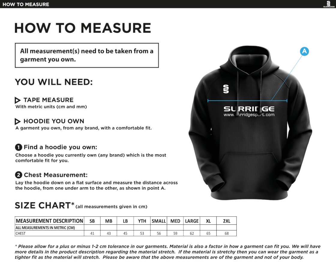 Brill CC - Blade Hoody - Size Guide