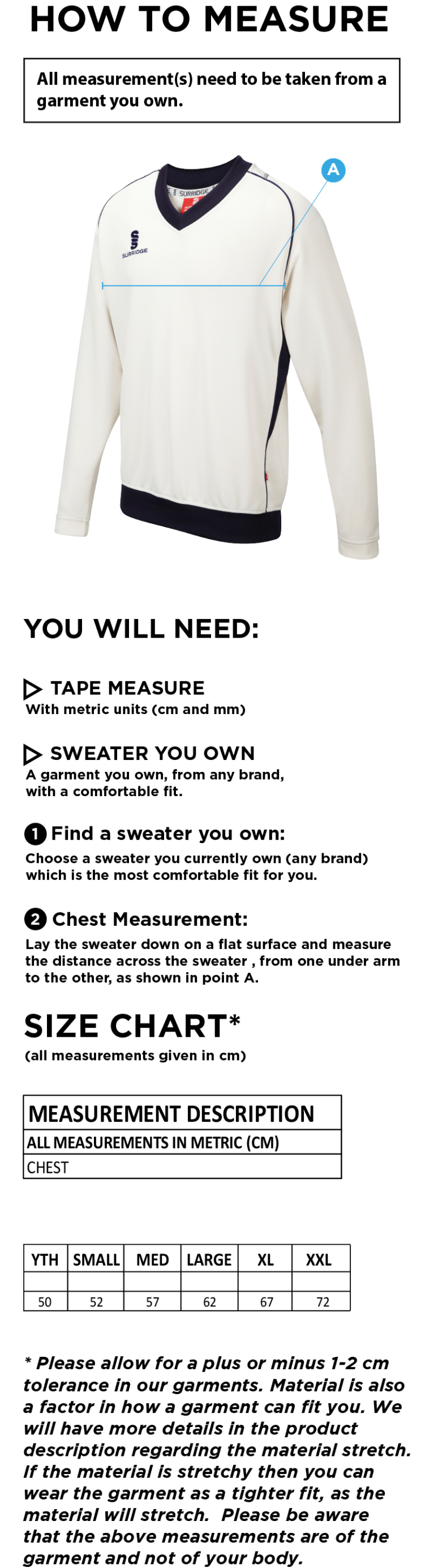 Brill CC - Curve Long Sleeve Sweater - Size Guide
