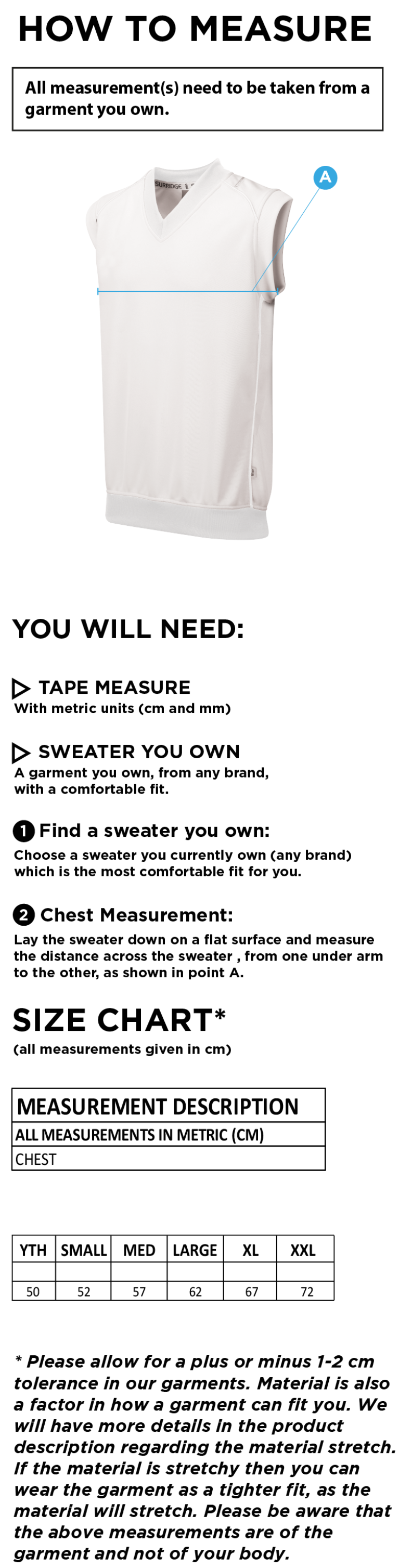 Brill CC - Curve Sleeveless Sweater - Size Guide
