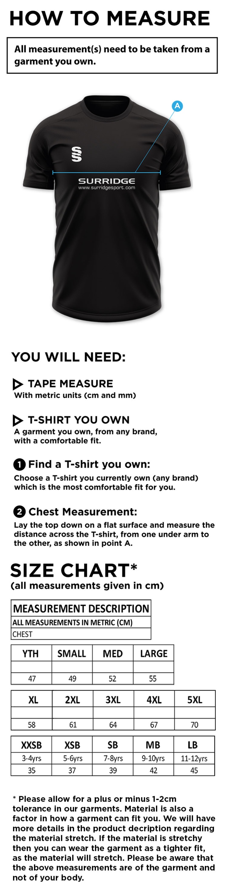 Brill CC - Blade Polo Shirt - Size Guide