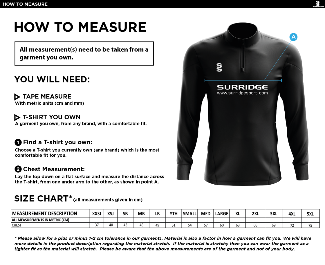 Brill CC - Blade Performance Top - Size Guide