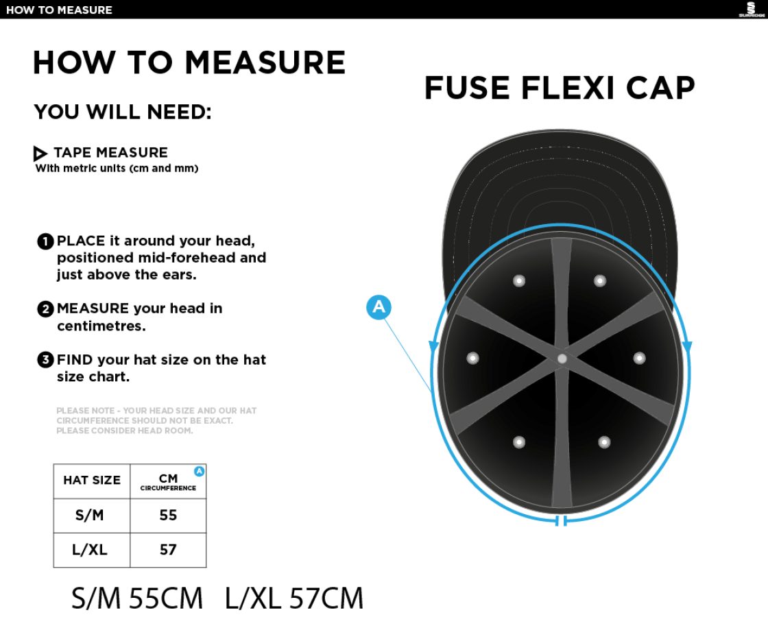 FUSE FLEXI FIT CAP - Size Guide